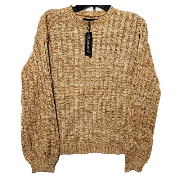 BlankNYC Soft Crew Neck Rib Knit Pullover Sweater Sz Medium Toffee Heather NWT - Picture 4 of 8
